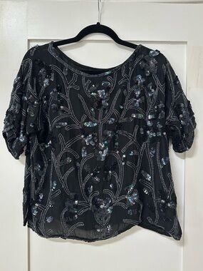 Vintage black sequin top